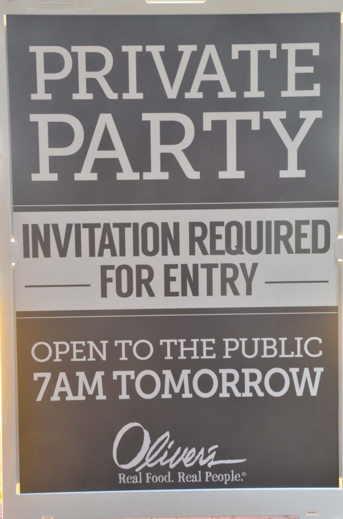 Private Party. Invitation Required for Entry. Open to the Public 7 AM Tomorrow