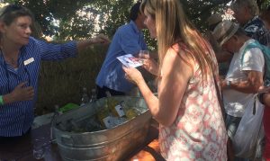 Got Cider - Cynthia Newcomb from Dutton Estate talking with a cider taster at the 2016 Gravenstein Apple Fair