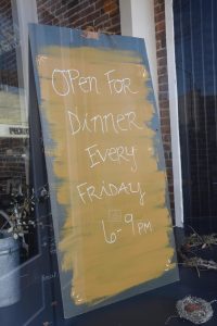 Flower + Bone – Hand lettered sign in window