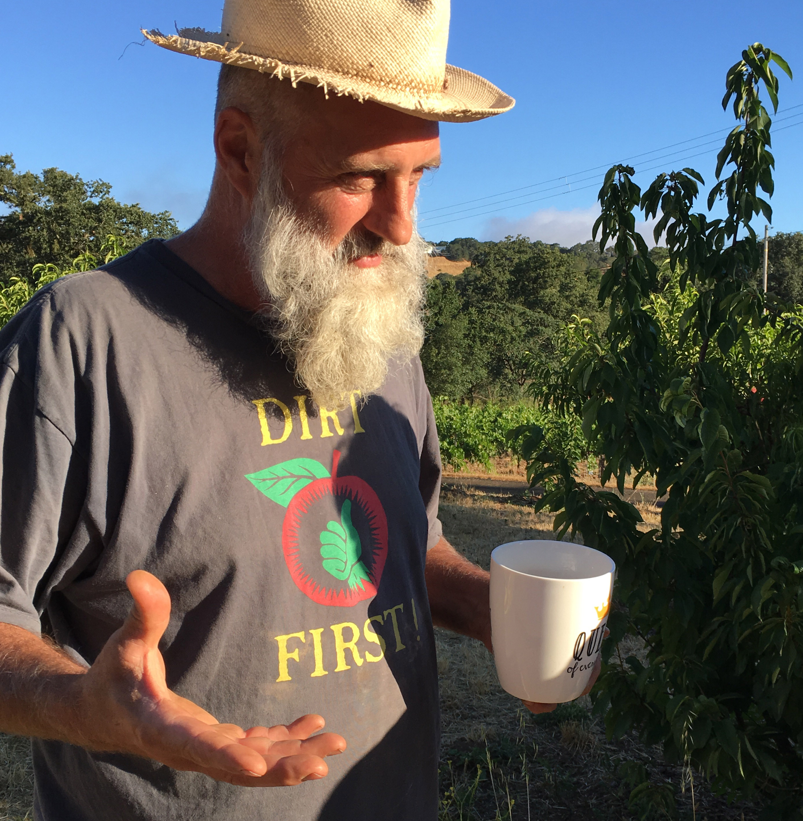 Will Bucklin, grape grower and wine maker in his vineyard at Old Hill Ranch, early morning