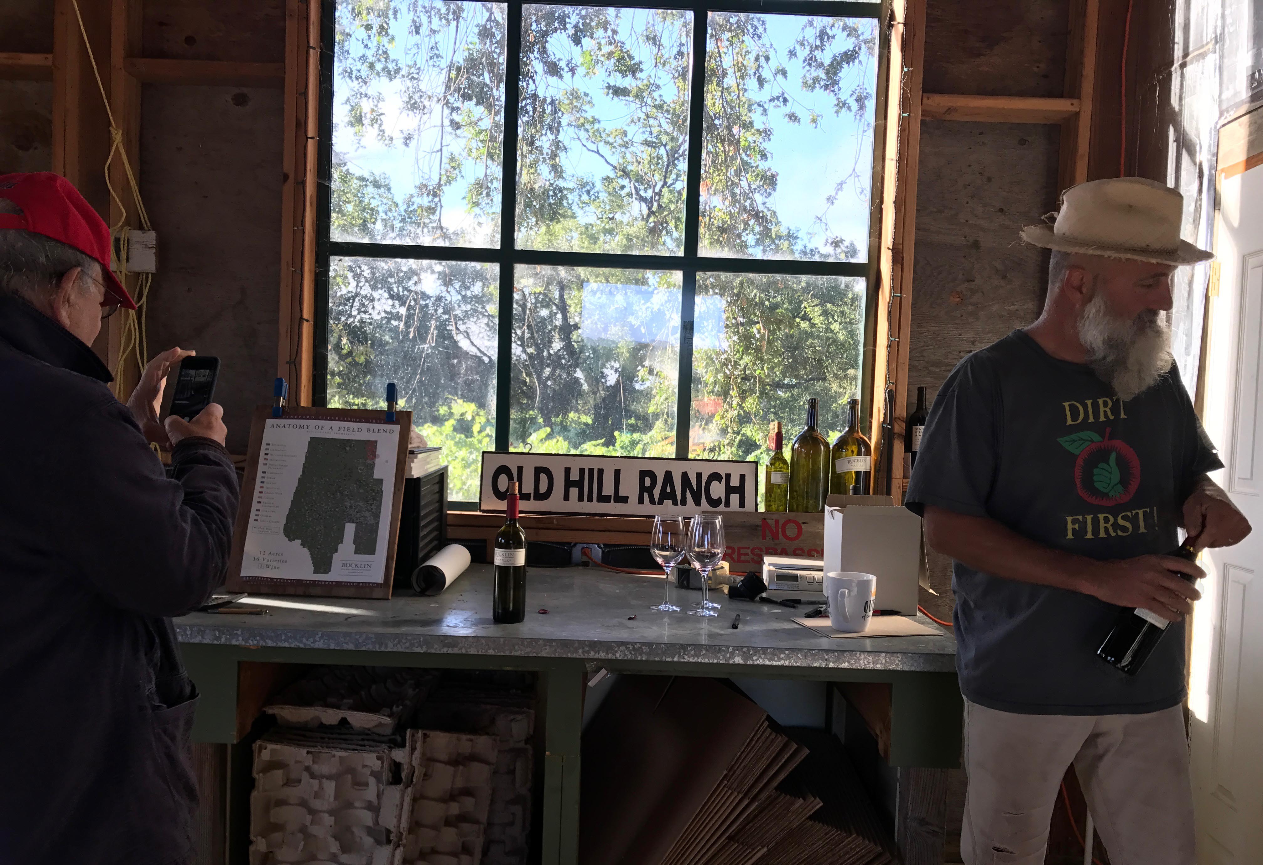 Will Bucklin with Jonah Raskin in the Tasting Room at Old Hill Ranch (Photo: Zeno Swijtink)