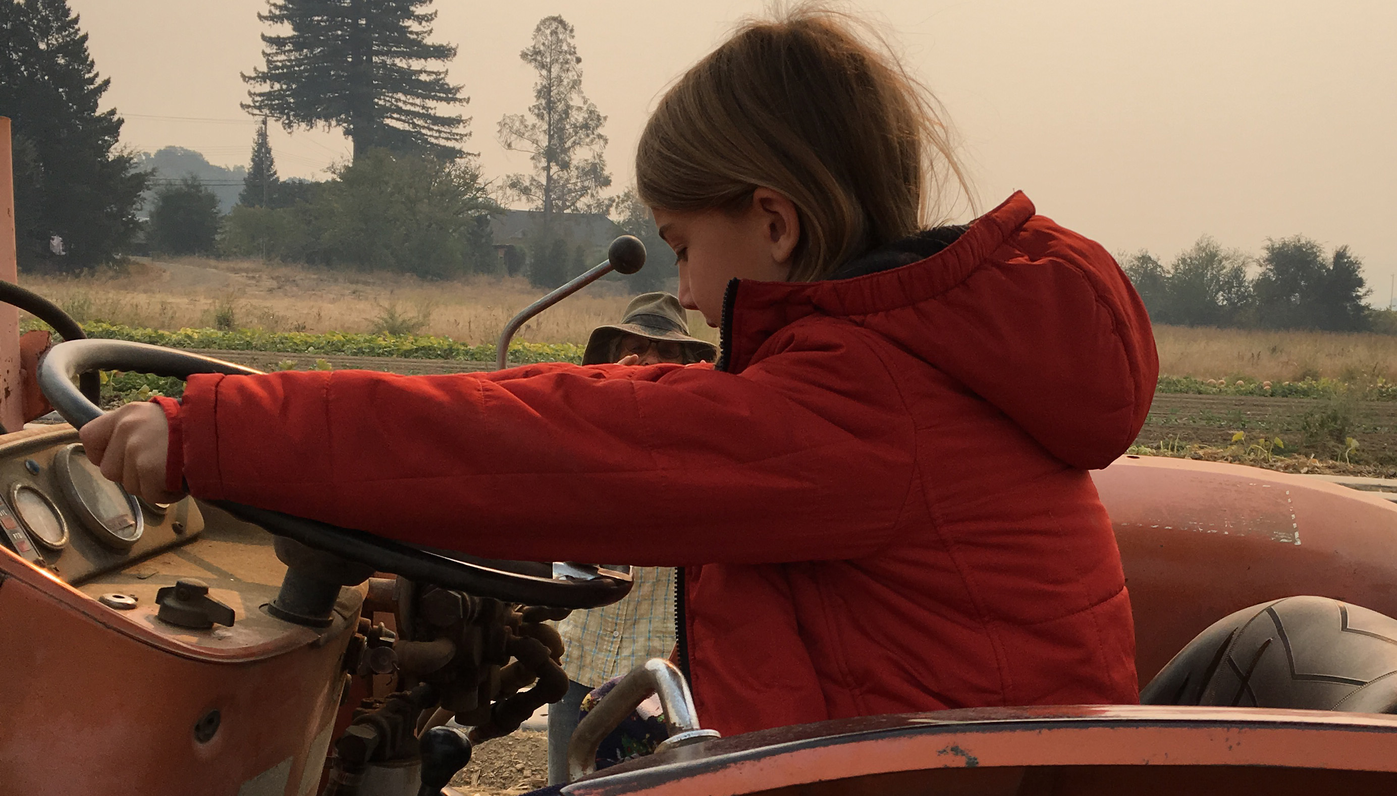 Henry, Yael’s & Paul’s grandson, driving the tractor