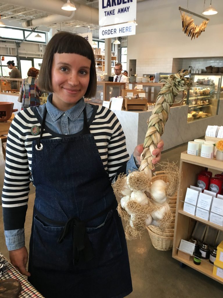 Meg Rottinghaus at SHED with Yael Bernier's Braided Garlic