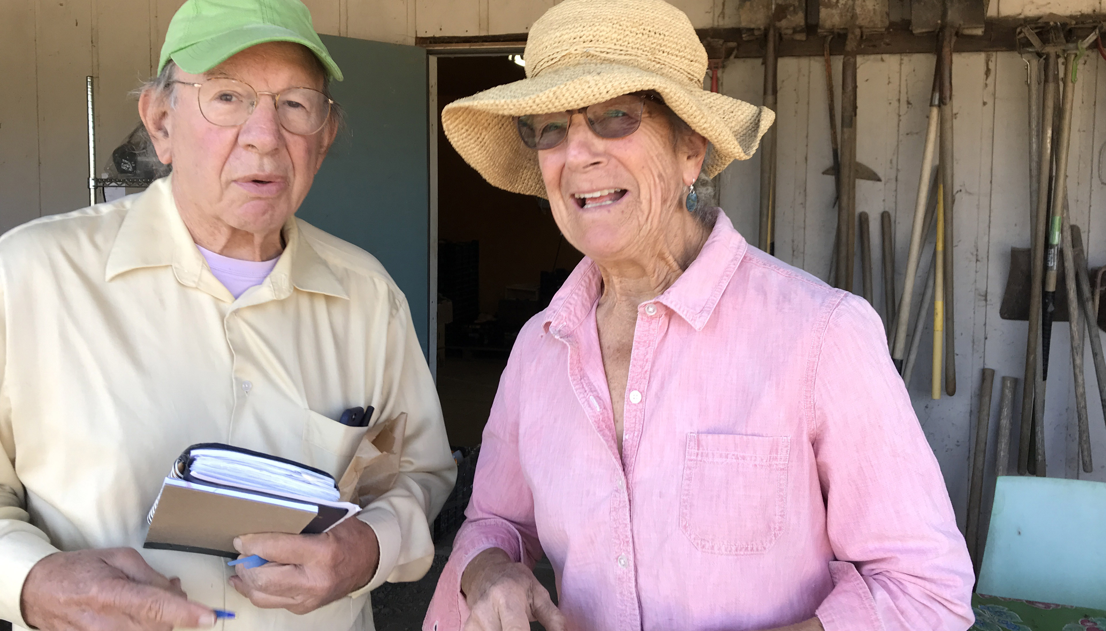 Conversation interrupted: Food writer Jonah Raskin talks garlic with Yael Bernier, pioneer garlic grower in Sonoma County.