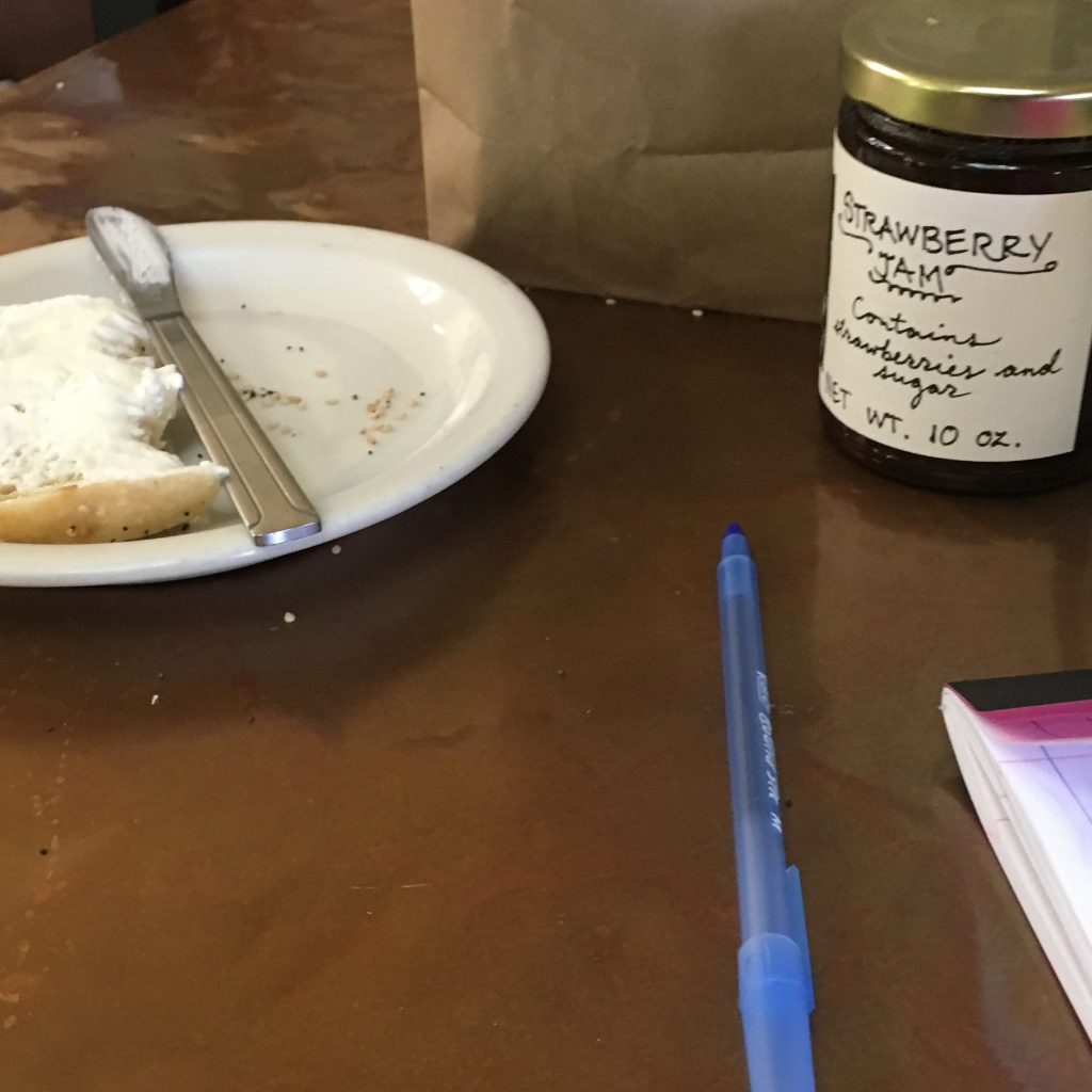 Healdsburg Downtown Bakery – bagel and jar of bakery strawberry jam